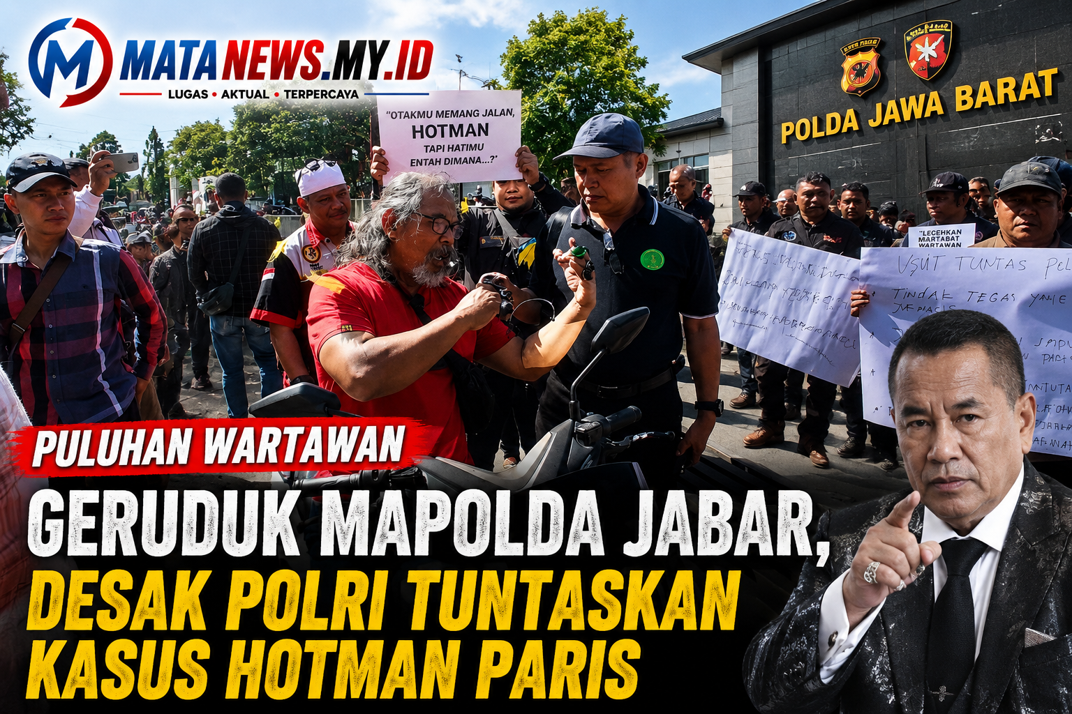 Puluhan Wartawan Geruduk Mapolda Jabar, Desak Polri Tuntaskan Kasus Hotman Paris